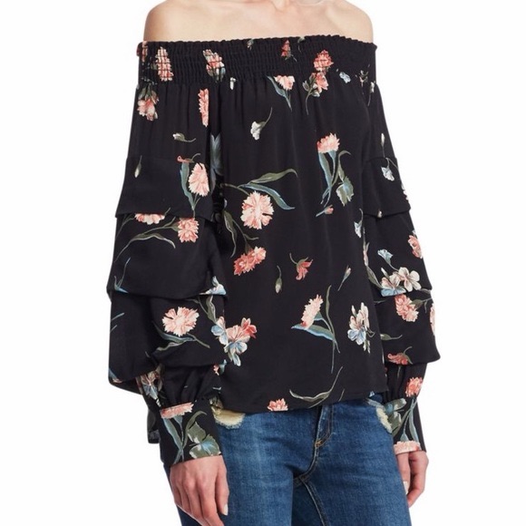 Black Floral Off-Shoulder Blouse